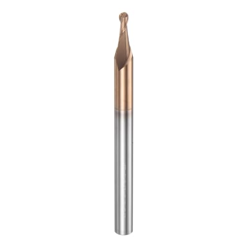 sourcing map Ball Nose End Mill 2 Flute 1/8 Diameter 1/4 Shank Tungsten Carbide Spiral CNC Router Bits 0.3 Cutting Length Single End Ball Cutting Tool for Carving Engraving Grinding