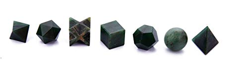 Blessfull Healing Green Jade Pocket Palm Reiki Stones Plantonic Solids Sacred Geometry Set Tumbled/Merkaba Star Statue Gemstones for Balancing/Meditation/Spiritual