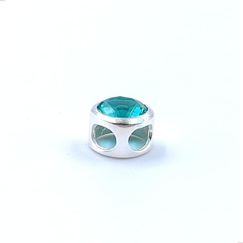 PINGENTE PONTO DE LUZ REDONDO 6MM COLORIDO - PRATA 925 - JROMERO ARTIGOS® COR:VERDE ÁGUA