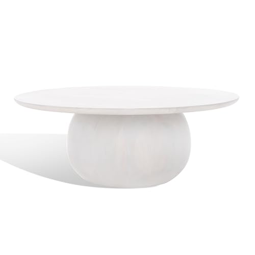 SAFAVIEH Couture Collection Gabribella White Wash Solid Wood Round Coffee Table