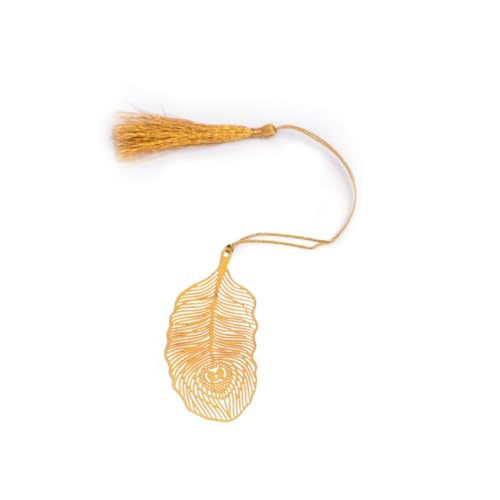Viraasat Premium Brass Metal Bookmark - Feather Design (Gold)