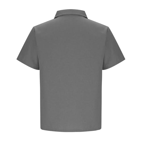 Polo de manga corta para hombre con botones, tallas grandes, para tiempo libre, verano, monocolor, camiseta de tenis de corte ancho, camiseta de tenis para exteriores, gris, M - imagen 5