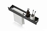 CAREES Toallero Adhesivo sin Taladro 49CM – Fijación de Alta Resistencia, Diseño Moderno Negro Mate con Balda Superior para Baño