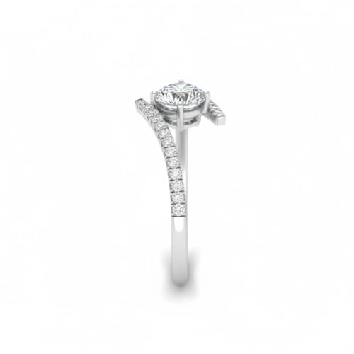 Image of Choose Your Gemstone Bypass Modern Round Diamond CZ Ring 925 Sterling Silver Round Shape Side Stone Engagement Rings Lightweight Office Wear Everyday Gift Jewelry US Size 4 to 12