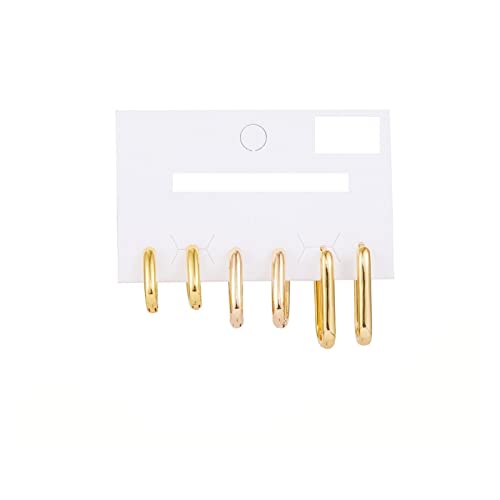 Boucles d'oreilles pour femmes ensemble de 6 paires géométriques or et argent