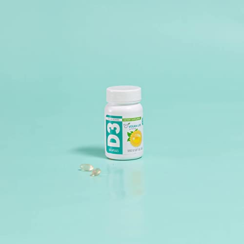Vegan Life Nutrition - Vitamin D3 Daily Capsules for Adults (5000 IU) - Gluten-Free, Non-GMO, Supports Bone Health and Immune System - 60 Capsules - Image 3