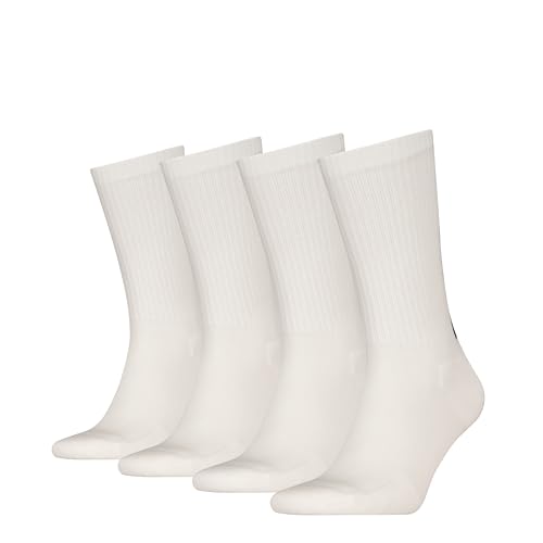 Calvin Klein Men's Back Logo Crew Sock, White, One Size (Pack of 4)