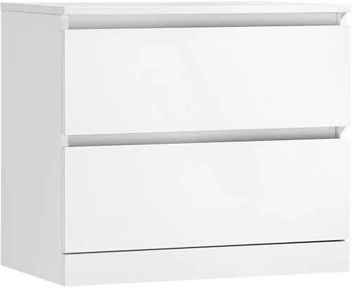 Liveitall 2 Drawer Dresser for Bedroom White Nightstand Modern Small Dresser for Closet Organizer Wood Storage Cabinet for Hallway Entryway Sofa Side Table Chest of Drawers