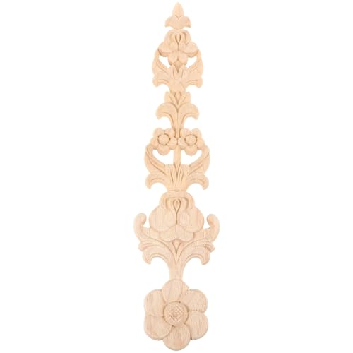 GARVALON Aplique de Madera Tallada Original Decorativo para Muebles Clásico Diseño Floral Elegante Acabado Natural para Puertas de Armario y Gabinetes Decoración Hogar Tradicional