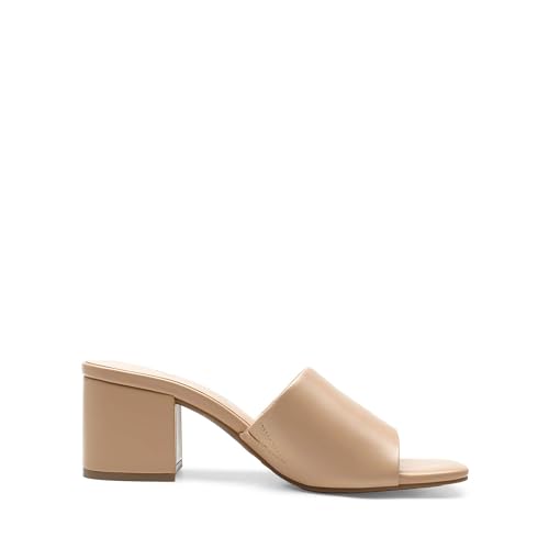 Image of DREAM PAIRS Women's Square Open Toe Heels Sandals Low Block Chunky Heeled Sandals Slide Sandals Slip on Comfortable Casual Pumps Shoes