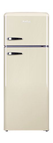 Amica KGC 15635 B Retro Kühl-/Gefrierkombination / Coffee Cream (Beige) / 144cm (H) x 55cm (B) x 62cm (T) / Retro-Design / Kühlschrank mit Gefrierfach