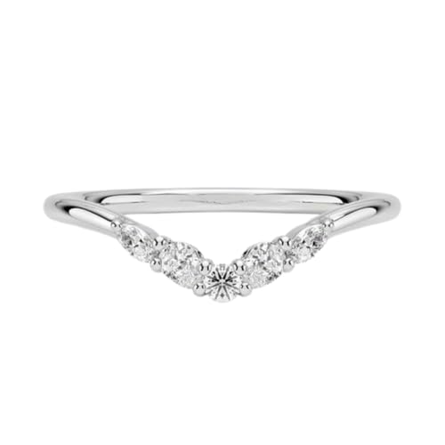 Moissanite Wedding Ring for Women, Engagement & Anniversary Band with Curved Solitaire Accents in 925 Sterling Silver or 10K 14K 18K Solid Gold Gift for Her