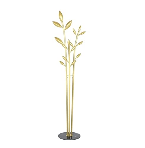 Perchero de pie de metal multiposte para colgar del suelo al techo, para sala de estar, dormitorio, pasillo, color dorado y negro