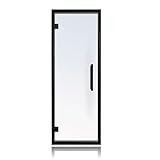 PROSAUNAS Clear & Tinted Glass Sauna Door, Prehung Tinted Glass Sauna Door (Left Hanging, Clear - Black Alder Frame 24x73)