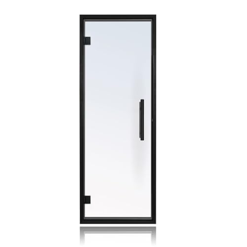 PROSAUNAS Clear & Tinted Glass Sauna Door, Prehung Tinted Glass Sauna Door (Left Hanging, Clear - Black Alder Frame 24x73)