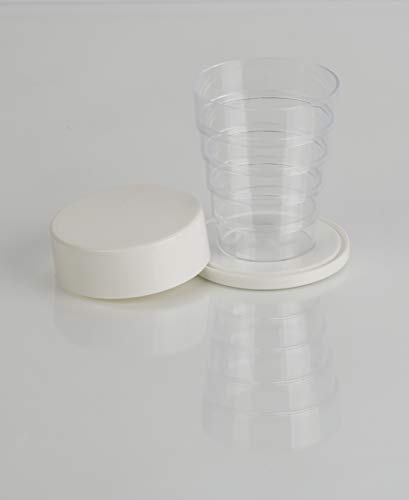 Kimmel Klappbecher,Kunststoff, - mit Spiegel - für Camping, Picknick, Reisen, Haushalt 1 Stück (1er Pack), Weiß-glasklar