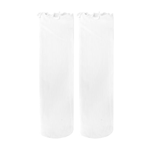 2 pairs Ruffle Cotton Middle Tube Socks for Women Solid Color Black White Breathable Spring Autumn Socks2