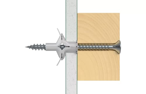 Fischer 25 x Schmetterlingsdübel FU mit Schraube, 6 x 35 mm, für Gipskarton, Paneele und Mauerwerk
