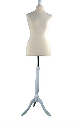 BUSTO MUJER TELA BEIGE, PIE DE MADERA. ESPECIAL COSTURA