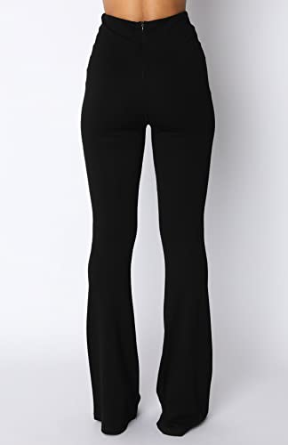 ZAFUL Women's High Waist Cut Out Ladder Bootcut Textured Flare Wide Leg Night Out Pants4