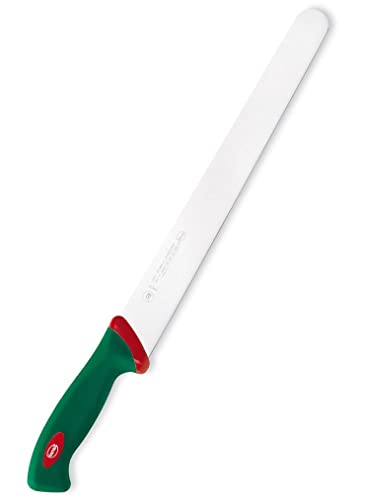 Sanelli Premana Professional Coltello Pane, Acciaio Inossidabile, Verde/Rosso, 32 cm