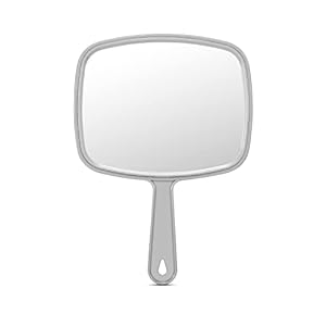 PROTECLE Large Hand Mirror, Salon Barber Hairdressing Handheld Mirror with Handle (Square Grey10.3 x7.4)