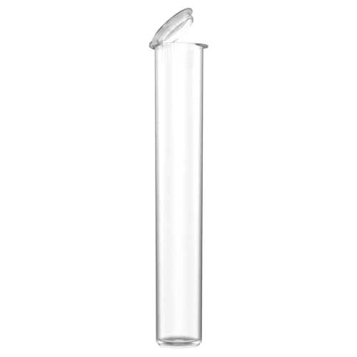 Image of 116mm CR Plastic Packaging Pop Top Tubes - Child Resistant Travel Holder Vial Containers - 500 Qty (Clear)