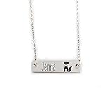 Personalized Little Girl Bar Necklace Fox Jewelry Girl Christmas Gift Daughter Birthday Gift Girl...