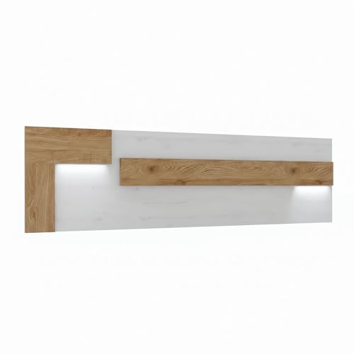 amuéblate Online   Cabecero de Matrimonio con Leds Lotus de 210 x 55 cm | Práctico y Elegante | Fácil de Montar, Color Andersen Pino Roble (para Cama Desde 135 hasta 200)