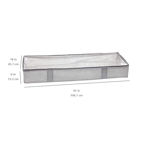 Amazon Basics Underbed Storage Bag with Zipper and Transparent Vinyl Top, 2-Pack, Grey, 45.7 x 106.7 x 15.2 cm