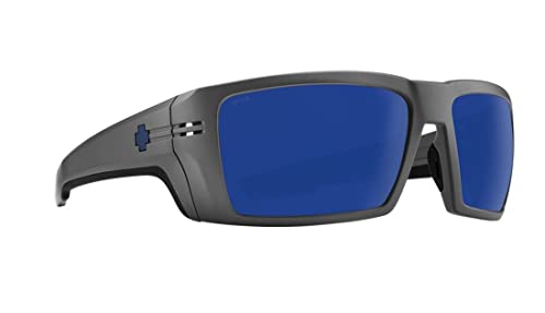 Spy ANSI Certified Rebar Sunglasses Matte Gunmetal with Happy Gray Green Polar Dark Blue Spectra Mirror Lens