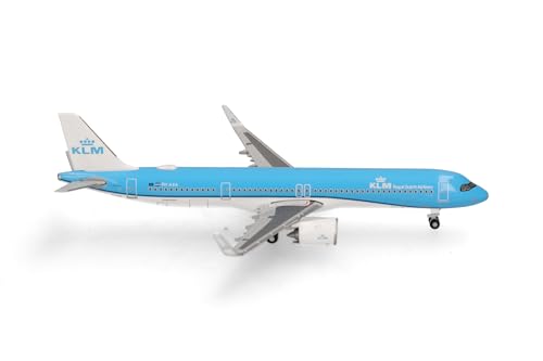 herpa avión en Miniatura KLM Airbus A321neo, Escala 1:500, artículo de colección, Modelo sin Base, Metal