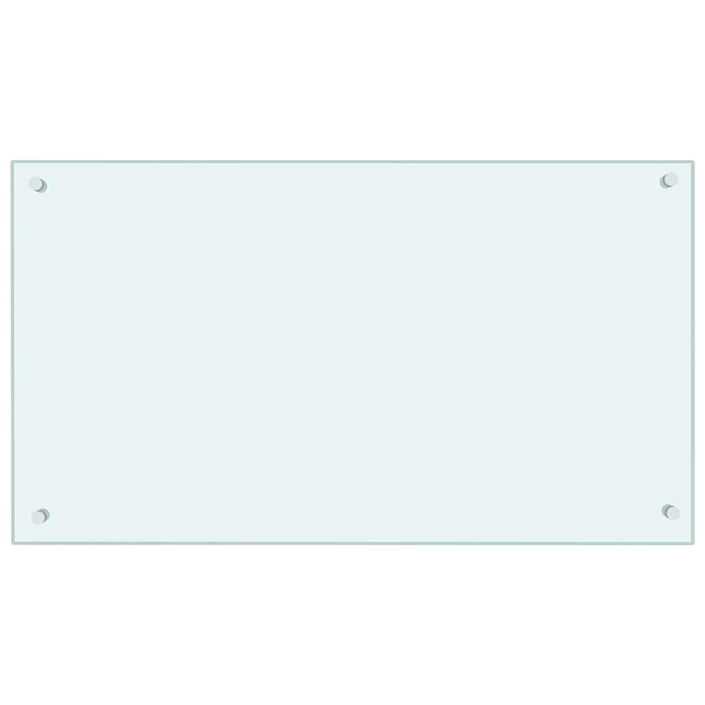 vidaXL Kitchen Backsplash White 90 x 50 cm Tempered Glass