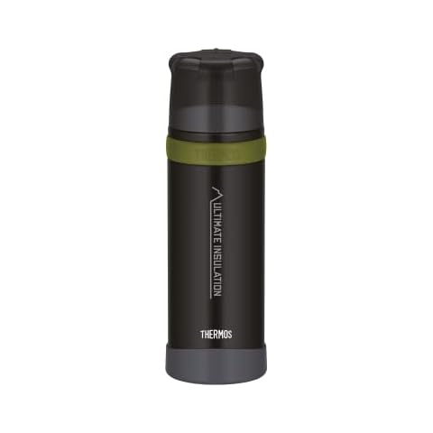 THERMOS Mountain, Thermosflasche mit Becher schwarz, Isolierflasche hält 24 Stunden heiß oder kalt, Trinkflasche absolut dicht Cover