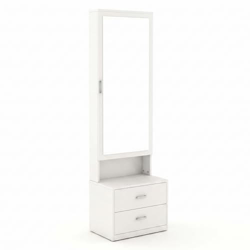 Image of DesignFit Engineered Wood Dressing Table with Drawer and Door Storage Wooden Mirror Vanities Furniture for Bedroom Home Living Room (White Finish)
