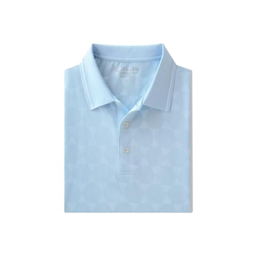 M MAELREG Golf Shirts for Men Dry Fit Texture Designed Lightweight Casual Rib Collared Mens Polo Shirt Short Sleeve Sky Blue