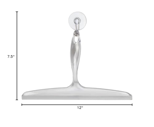 iDesign Plastic Bath Squeegee for Glass with Suction Hook Holder – 12