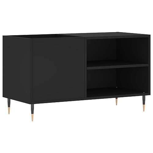 vidaXL Mueble de Discos Madera de ingeniería Negro 85x38x48 cm