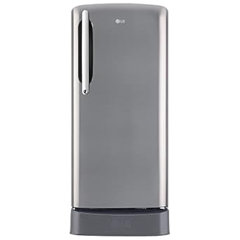 LG 201 L 5 Star Inverter Direct-Cool Single Door Refrigerator (GL-D211HPZZ, Shiny Steel, Base stand with drawer & Smart connect, Gross Volume- 204 L)
