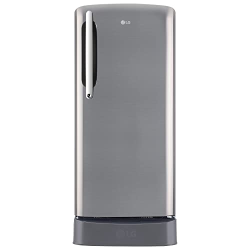 LG 201 L 5 Star Inverter Direct-Cool Single Door Refrigerator (GL-D211HPZZ, Shiny Steel, Base stand with drawer & Smart connect, Gross Volume- 204 L)