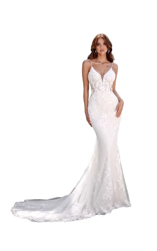 Long Wedding Dresses for Bride 2025 Mermaid Lace Appliques Bridal Dresses Tulle Beach Bridal Gowns