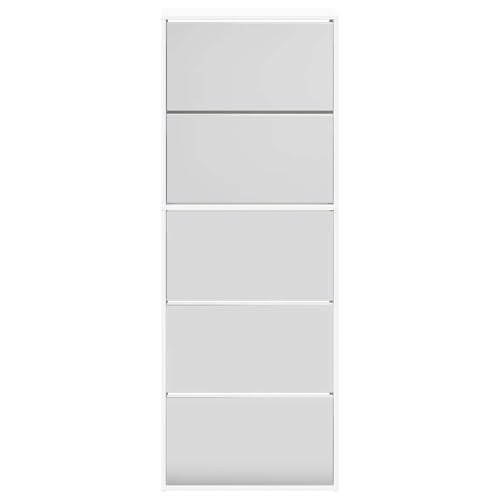 Armoire à chaussures miroir blanc 5 compartiments pour couloir
