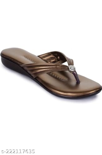 Image of Km Footwear Flat Slipper Sandals for Women Girls Casual Simple and Attractive Flats for Ladies with Padded Bottom