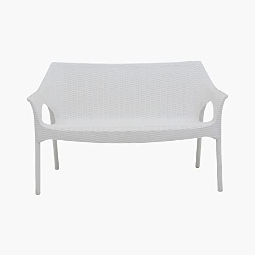 Image of Home Centre Abigail White Textured Polypropylene Outdoor Loveseat