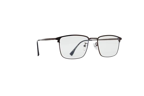 Image of ADMIRE Metal Frame Eyeglasses, Black, Rectangular Shape, Clear Lens, Lightweight Hal-Rim Spectacles