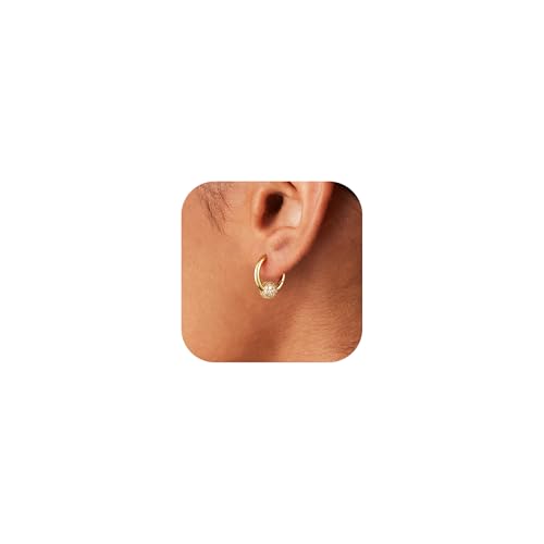 CHESKY Small Hoop Earrings - 14k Gold Plated Dangle Earring for Women Hypoallergenic Cubic Zirconia Pave Drop Hoops Minimalist Huggie Earrings Bridesmaid Jewelry