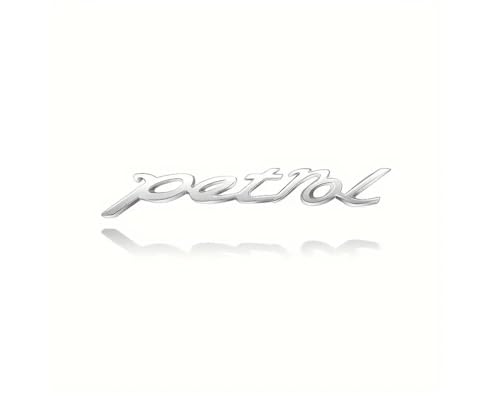 Image of AutoBizarre 3D Raised Petrol Metal Monogram Emblem Badge Sticker for All Cars & Bikes (Silver)