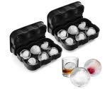 VOGEK Silikon Eiswürfelform Eiskugelform Ice Ball Mould Sphere 100% BPA Frei Eiswürfelschalen Eiswürfel mit Deckel für Whisky, Cocktails, Saft, Schokolade, Süßigkeiten (Black)