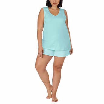 Image of Carole Hochman Women's 4-Piece 100% Cotton Pajama Set - V-Neck T-Shirt, Tank, Capri Pants & Shorts with Drawstring & Pockets
