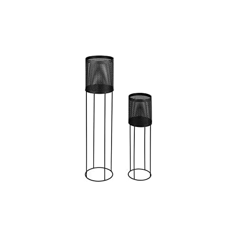 LIFA LIVING Set of 2 Tall Plant Stands | Black Metal Plant Holders | Modern Decorative Flower Pots for Indoor, Outdoor, Balcony, Home, Garden | 15 x 58cm; 17.5 x 85cm Cover